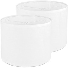 White Linen Lamp Shade Set of 2,Drum lamp shade for table lamps 13" Top x 13"...