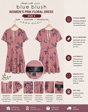 Blue Blush Women's Pink Floral Short Sleeve A-Line Dress with Keyhole Back