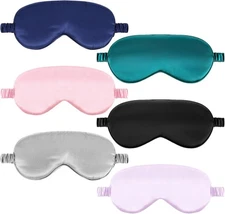 Silk Sleep Masks, 6 Pack Eye Masks for Sleep, Soft Satin Eye Cover with Elastic 