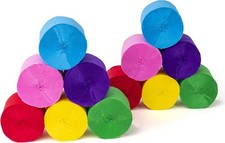 12 Rainbow Streamer Rolls, 984ft for Party Decorations and Weddings
