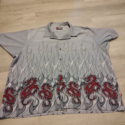 VTG  pineapple connection hawaiian shirt Flames Dragons 3XL Big Baggy y2k Rave