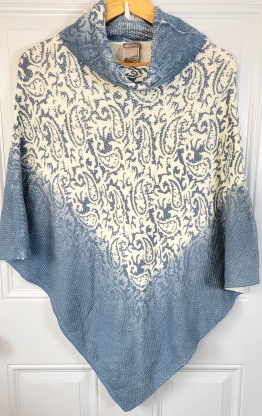 NWT Chico's Denim Paisley Poncho One Size Hydrangea Blue
Opens in a new window or tab