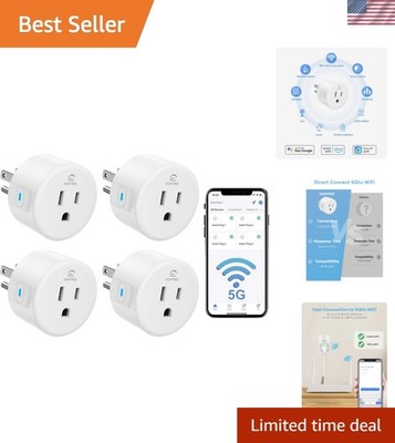 Energy-Efficient Smart Plug 4-Pack - Control Remotely via App & Voice Assistants