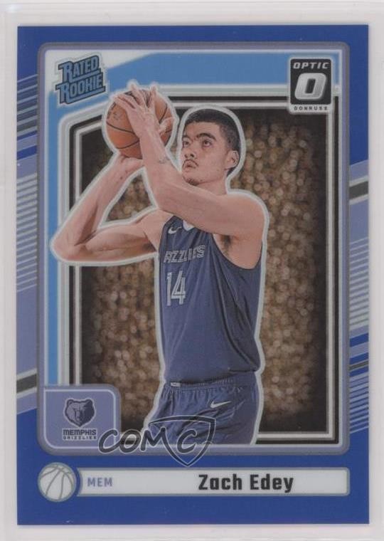 2024-25 Donruss Optic Rated Rookies Preview Blue Prizm 46/49 Zach Edey RC 1e6a