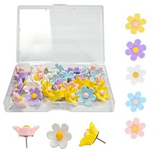 30 Pack Flower Push Pins Decorative Thumb Tacks Bulletin Board Pins Cute