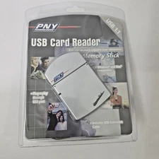 PNY USB Card Reader Memory Stick W USB Extension Cable Plug And Play