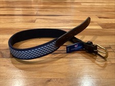 Vineyard Vines Navy Blue Fish Pattern Casual Dress Belt - Youth Kids Boys Sz 24