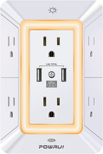 Multi Plug 6 Outlet Surge Protector Extender with 3 USB Ports 1 USB C and Nigh