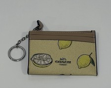 Coach Mini Skinny Id Case With Lemon Print Coin Cards Wallet