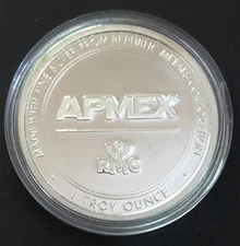 2014 APMEX 1oz silver made with Republic Metals Corporation in capsule!!