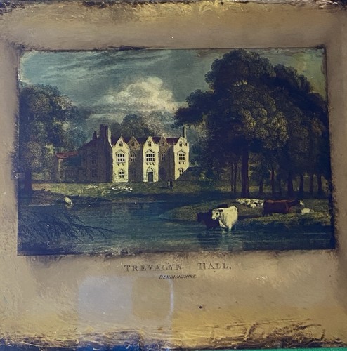 Trevalyn Hall Rückglas antike Lithographie Gemälde, gerahmt, selten - Bild 11 von 16
