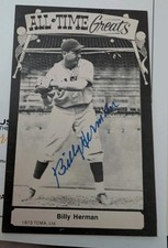 1973 TCMA All-time Greats BILLY HERMAN Auto Signed JSA Pre-certified