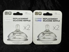 Comotomo Silicone Replacement 0m Slow Flow Nipples 2 x 2-Pack - 4 Total NEW