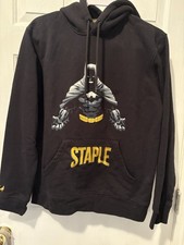 Men  s Black Batman Graphic Staple Hoodie Size Medium