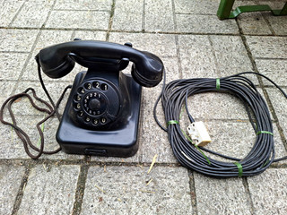 Post W 48 oT schnurgebundenes Wählscheibentelefon schwarz 1 Anschluss Vintage