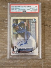 Roki Sasaki 2025 Bowman Chrome Mega Box Mojo Image Variation /25 PSA 10 AUTO 10