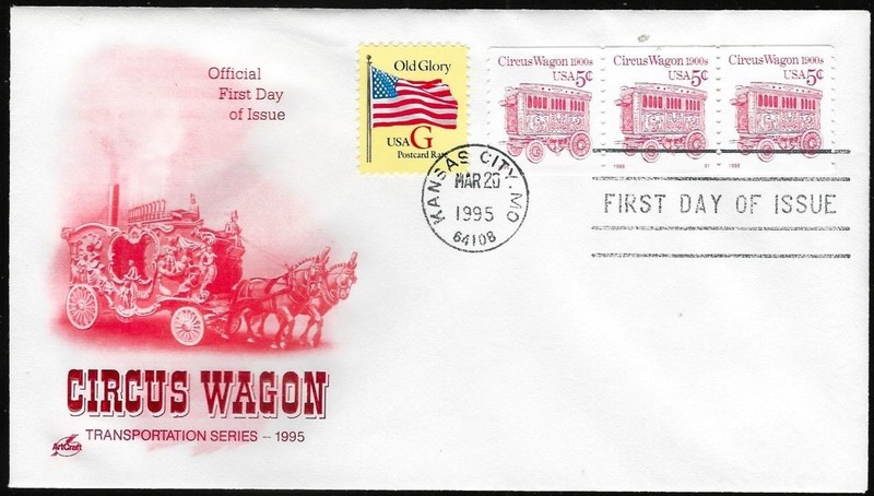 1¢ WONDER'S ~ US 5¢ CIRCUS WAGON 1900'S COMBO FDC ~ X995