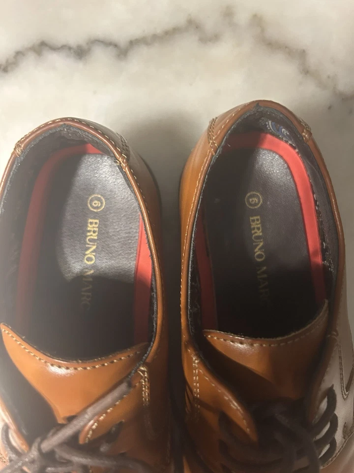 Bruno Marc Mens Size 6 Lined Lace Up Leather Oxford Dress Shoes Brown - Image 2 of 4