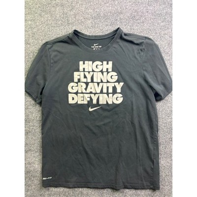 Nike Graphic T-Shirt Mens XL Gray High Flying Gravity Defying Dri-Fit Tee