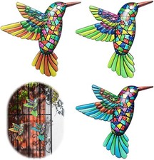 Acrylic Hummingbird Wall Decor, 3 Pcs Hummingbirds Garden Ornaments Outdoor 3D