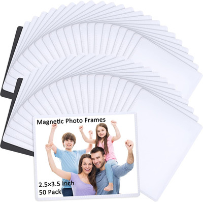 Yunsailing 50 Pack Magnetic Photo Frames 2.5 X 3.5 Inch Magnetic Picture Frames