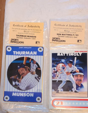 1988 1990 Sports Impressions THURMAN MUNSON & DON MATTINGLY Porcelain Cards wCOA