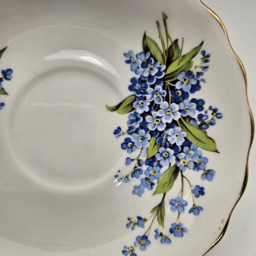 Vintage Rosina England Bone China Forget Me Not Saucer Blue Floral 5.5" - 第 2/8 張圖片