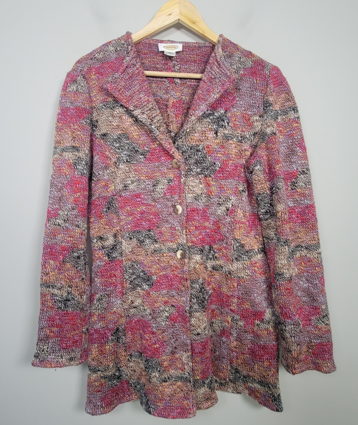 Talbots Womens M Wool Blend Button Front Cardigan Sweater Multicolor Knit
