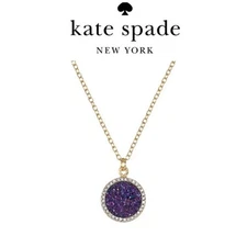 NWT Kate Spade All That Glitters Druzy Pendant Paved Necklace Mauve Purple $68