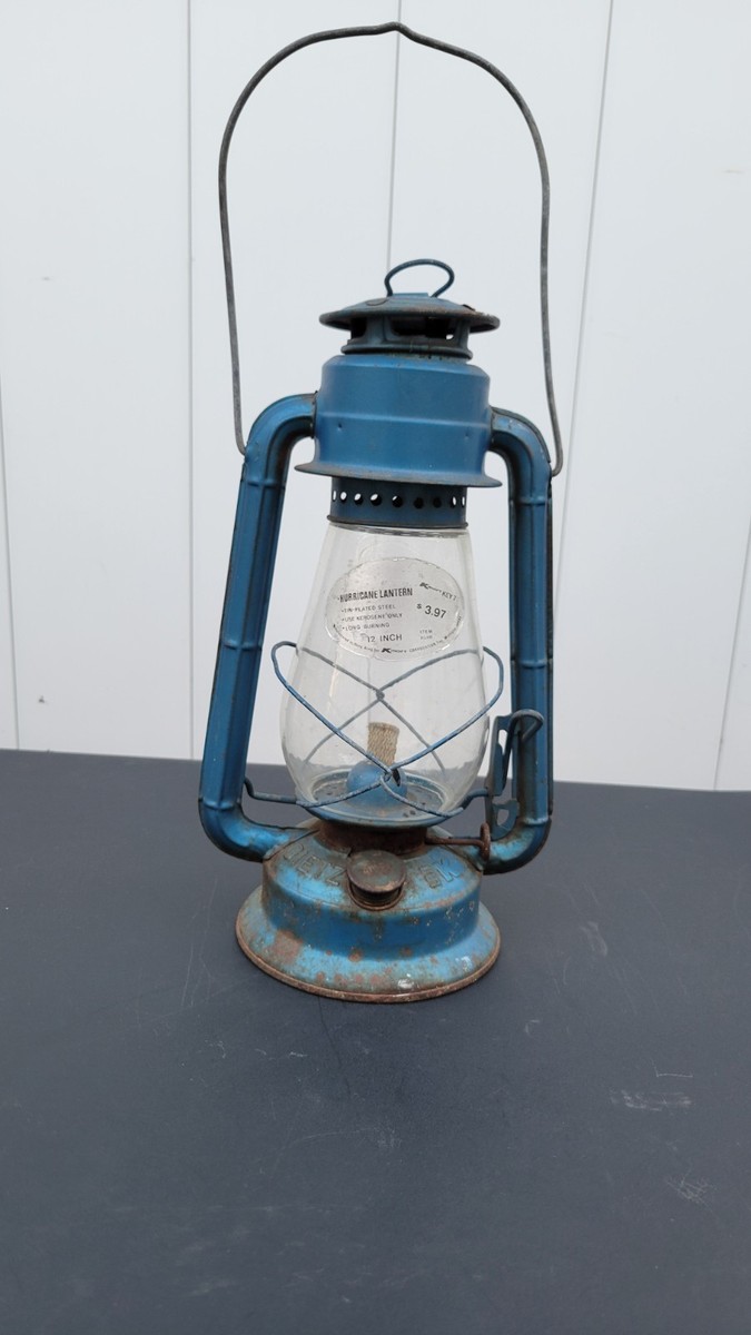 Vintage Dietz No.76 Kerosene Hurricane Lantern Blue 12” Kmart