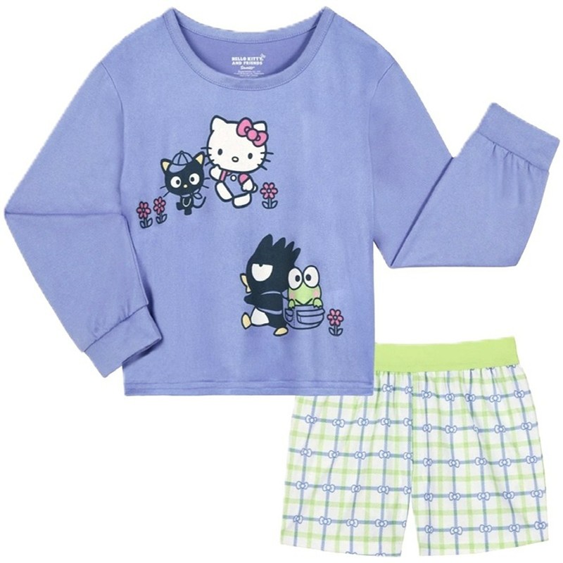Sanrio HELLO KITTY Girl's size S(6-6X) PAJAMA SET Shorts & Long Sleeve Top ~ New