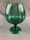 Vintage MCM Art Glass Brandy Snifter Compote with Scalloped Pattern