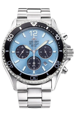 Orient Mako Solar Ice Blue Chronograph RA-TX0206L10B 200M Men's