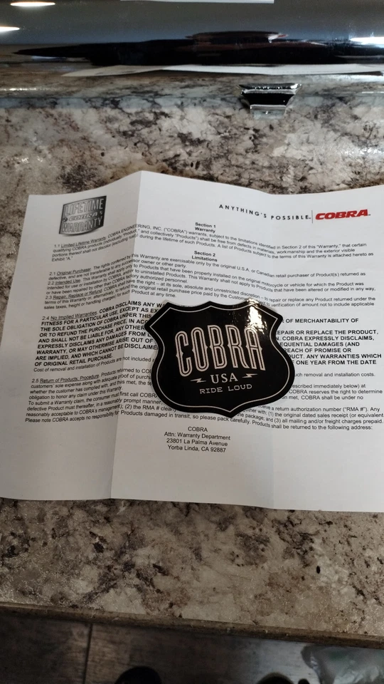 TOTALMENTE NUEVO Cobra "Ride Loud" Tubo de escape único Cromo 6003R y Pegatina COBRA Foto 3 de 4