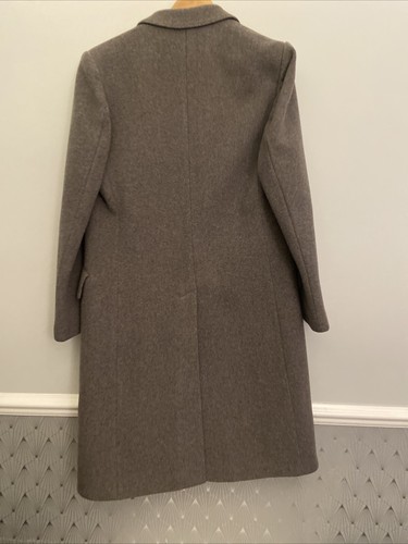 Wool Overcoat Grey 100% Wool Long Hidden Buttons 38” Chest - Picture 13 of 13