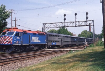 METRA Railroad Train Locomotive 185 Original 2003 Photo Slide