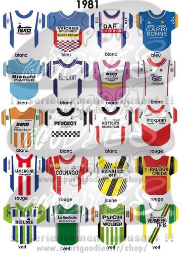 Maillots autocollants pour cyclistes miniatures peloton complet 1960-1999 - Photo 53/111