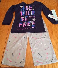 Cat  Jack Girls 2 Piece Sleepwear Pajama Set XS NWT Be Wild And Free Arrows