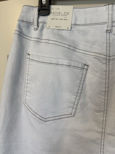 Rachel Zoe Women’s Hi-Rise Stretch Slit Denim White Maxi Skirt Size 12 - Picture 4 of 9