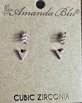 Rose Gold Pavé Behind the Ear Arrow Earrings By Amanda Blu # 74062