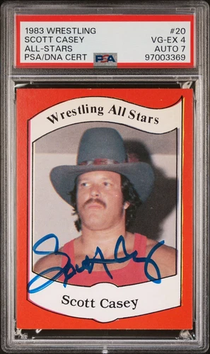 COWBOY SCOTT CASEY PSA 4 AUTO 7 1983 Wrestling All Stars POP 2 Signed Rookie RC