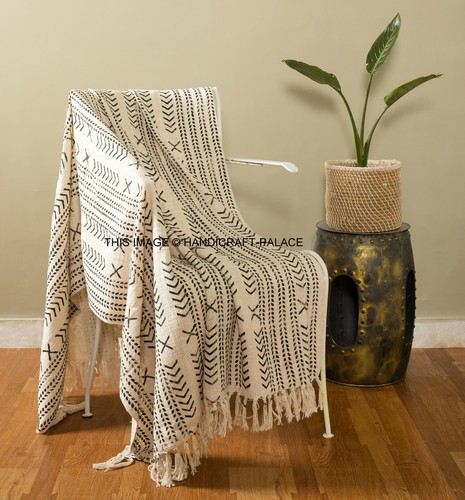 Indisch Mudcloth Überwurf Sofa Dekor Hand Webstuhl Decke Boho Blockdruck - Bild 18 von 101