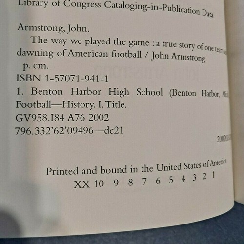 The Way We Played The Game - John Armstrong - Advance Reading Copy - Free Ship - Picture 4 of 4