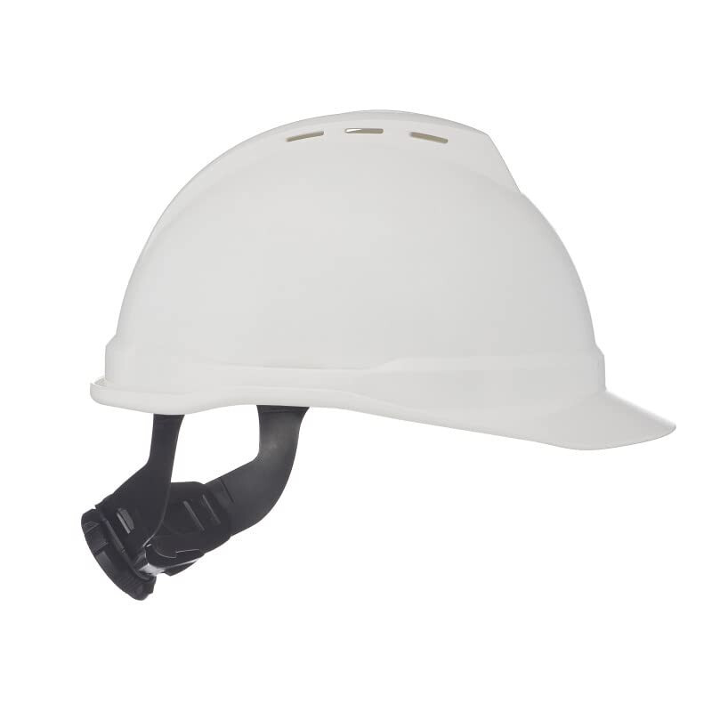 MSA WHITE V Gard ANSI OSHA Construction HARD HAT VENTED 6 PT Ratchet Suspension