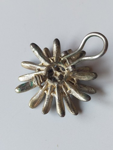 ORECCHINI A CLIPS VINTAGE FIORE MARGHERITA Azzurro/Turchese - Foto 4 di 5