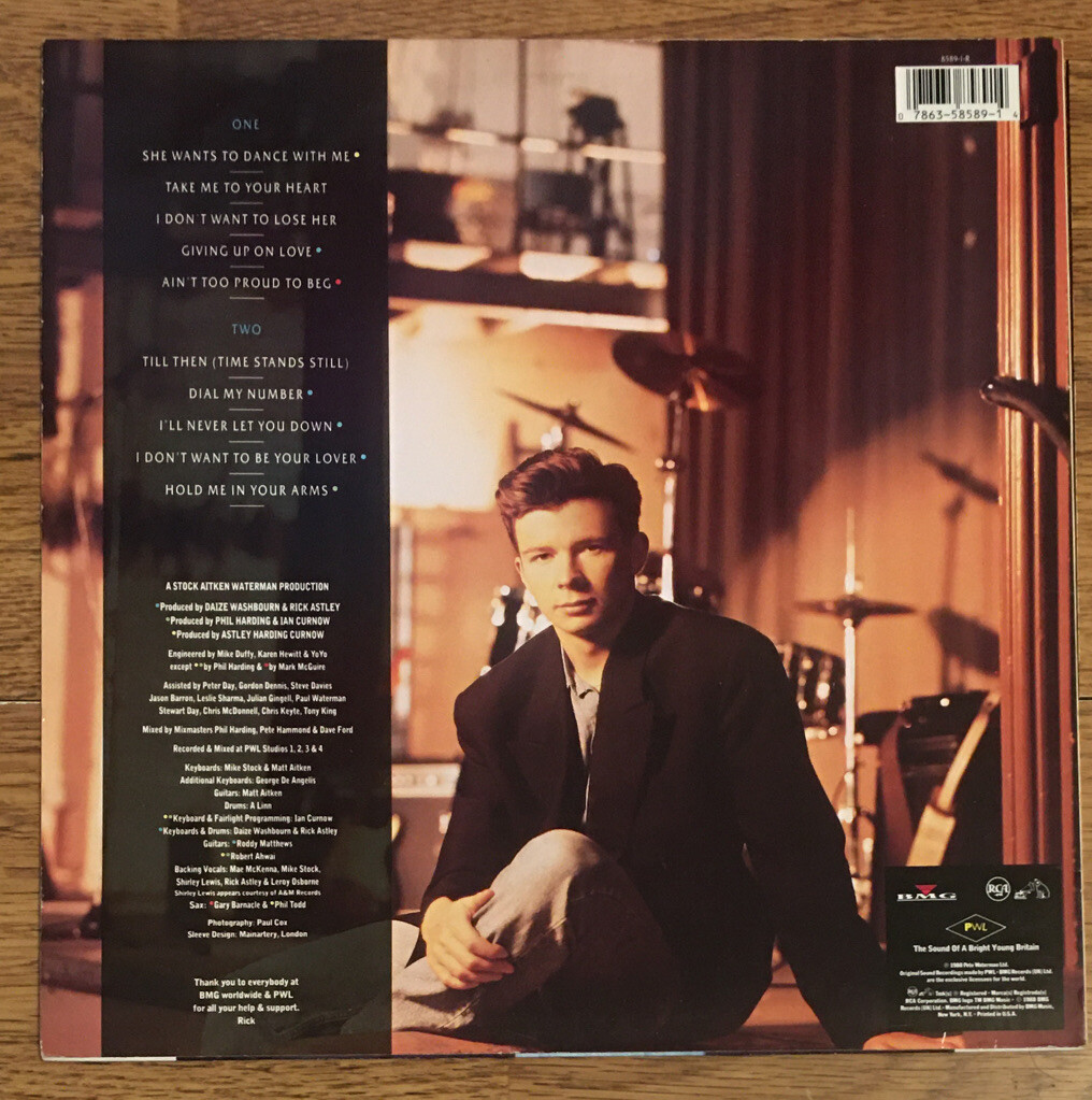 英LP Rick Astley Hold Me In Your Arms BMGCAT793LPX BMG, PWL Records /00260 s-l400.jpg
