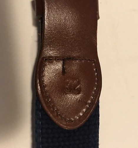 Preston Leather Mens Belt 32” Blue Codfish Brass Buckle - Picture 2 of 4