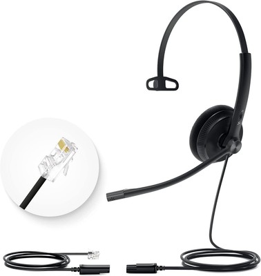 Yealink YHS34 Lite Mono Headset for Avaya Polycom Phone RJ9 Headset - Black