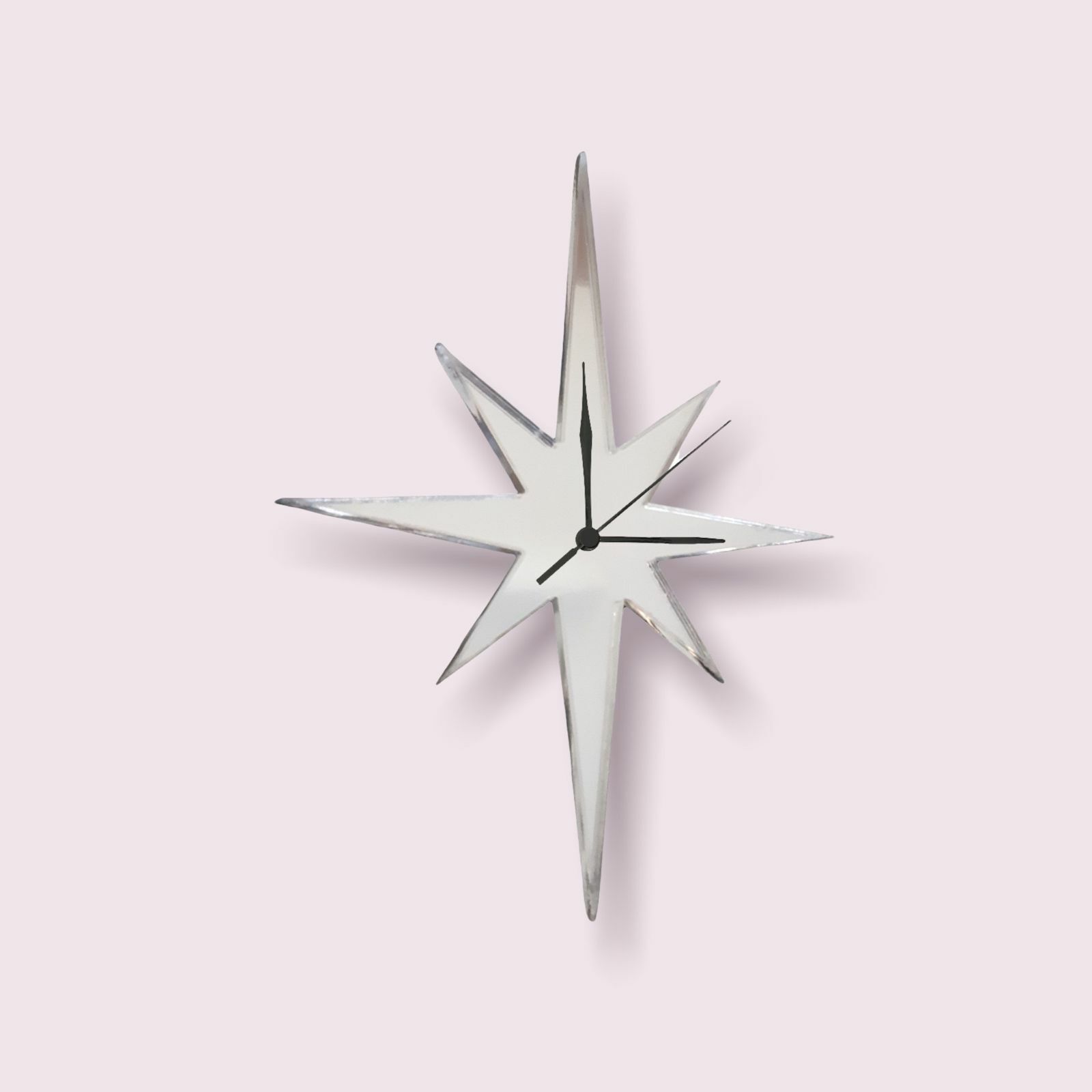 Tall Star Shaped Silent Tick Acrylic Clocks - Many Colours, Bespoke Made