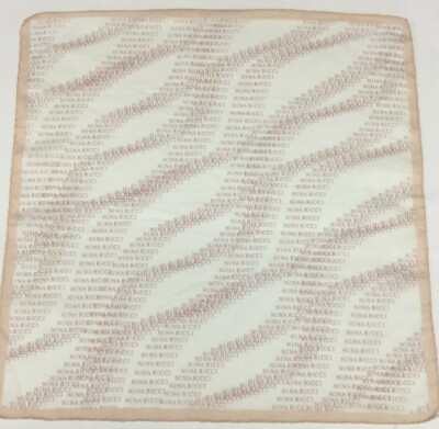 Beautiful 100% Cotton Nina Ricci Designer Handkerchief, Made in Spain, 